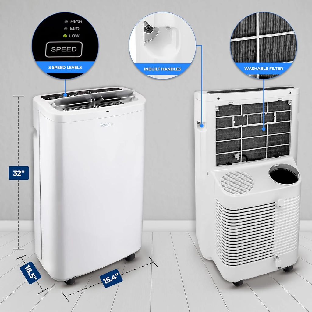 10,000 BTU Portable Air Conditioner– 4-in-1 AC Unit w/Cooling, Dehumidifier, Heater, & Fan– Includes Remote Control, Window Mount Kit, Quiet Operation, 24-Hour Timer1 pcs