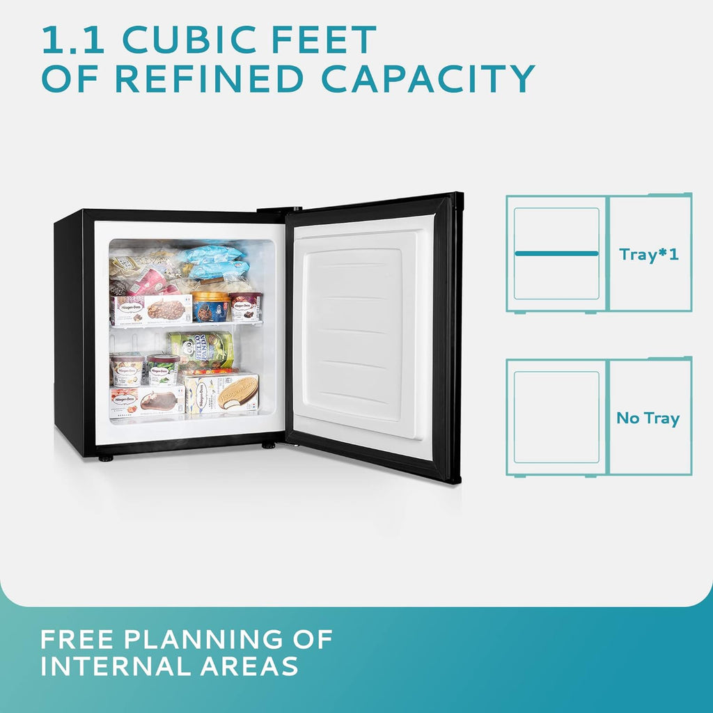 Upright freezer, 3.0 Cubic Feet, Single Door Compact Mini Freezer with Reversible Stainless Steel Door, Small freezer for Home/Dorms/Apartment/Office (Silver)