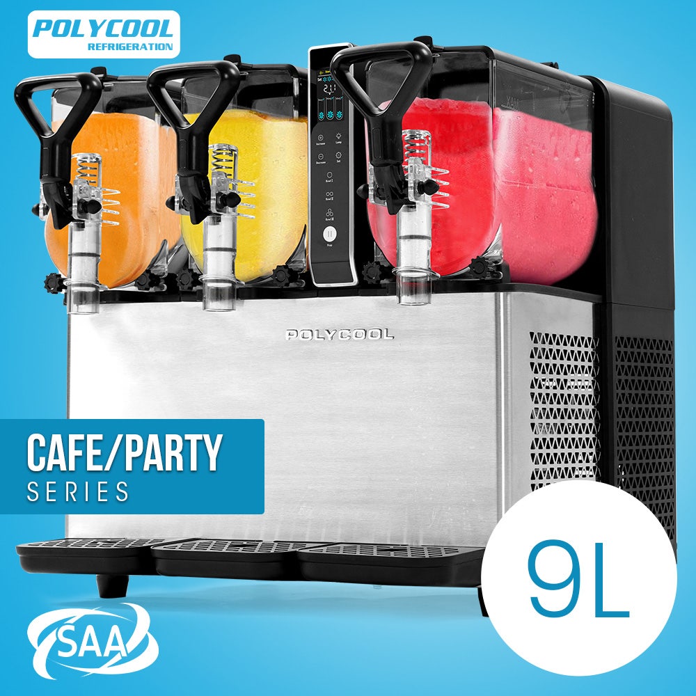 PRE-ORDER POLYCOOL 9L Triple Tank Slushie Machine, Independent Digital Control Slushy Maker