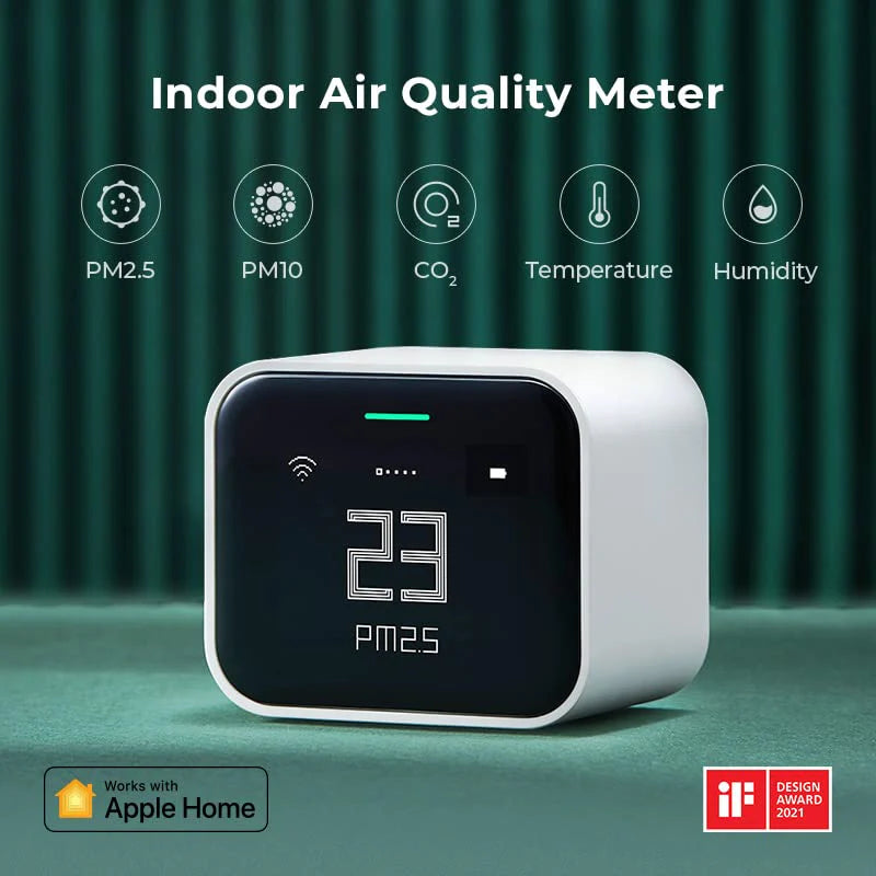 Qingping Air Monitor Lite, Apple HomeKit Compatible Wi-Fi Air Quality Sensor Detects CO2, PM2.5, PM10, Temperature and Humidity1 pcs