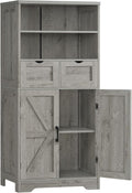 Farmhouse Storage Cabinet with Doors & 2 Drawers, Kitchen Pantry Storage Cabinet with Adjustable Shelf, Bathroom Cabinet for Living Room, Entryway, Home Office, White1 pcs