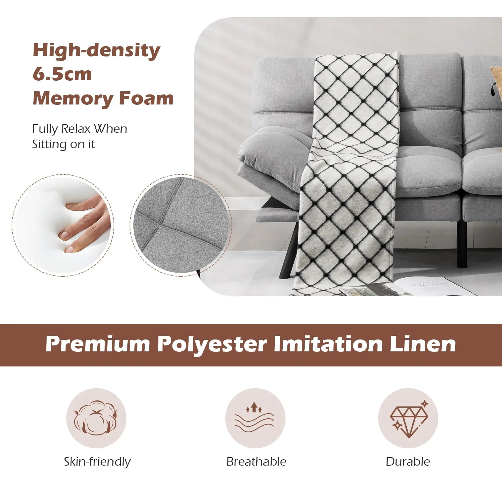 Giantex Convertible Sofa Bed, Memory Foam Futon Couch Bed