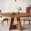 Farmhouse Dining Table, 47 Inch Round Dinner Table for 4, Rustic Brown Dining Room Table for Home Dining Room Living Room (Easy Assembly) (Black)1 pcs