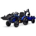 3-in-1 Ride-On Tractor, 24V Electric, Excavator & Bulldozer, Remote Control, LED, Music, USB/Bluetooth max 66 lbs �� Bright-blue