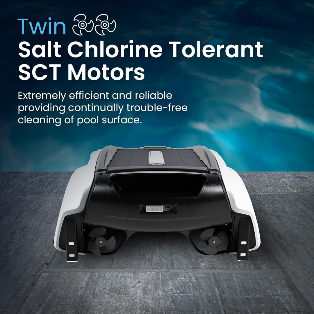 SE features a solar-powered automatic pool skimmer robot, with enhanced internal durability and a redesigned dual-salt chlorine-resistant motor (white)1 pcs