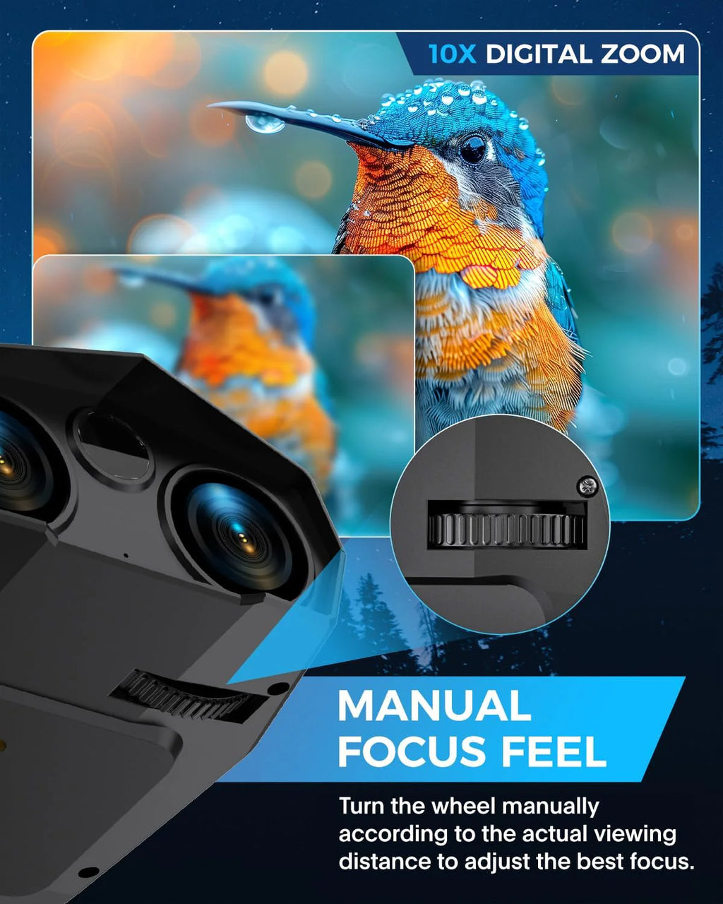 Night Vision Goggles - 5K Night Vision Binoculars for Adults, 5000mAh Rechargeable Infrared Binoculars with 3'' Large Screen, 10X Digital Zoom External Flashlight for Camping1 pcs