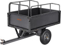 Utility Trailer, 17 Cu. Ft & 600lbs Capacity, ATV UTV Hauling Trailer, Tow Behind Steel Dump Cart with 16" Tires, Hand Pull or Foot Pedal, Heavy Duty Yard Trailers for Lawn Mower Tractor1 pcs