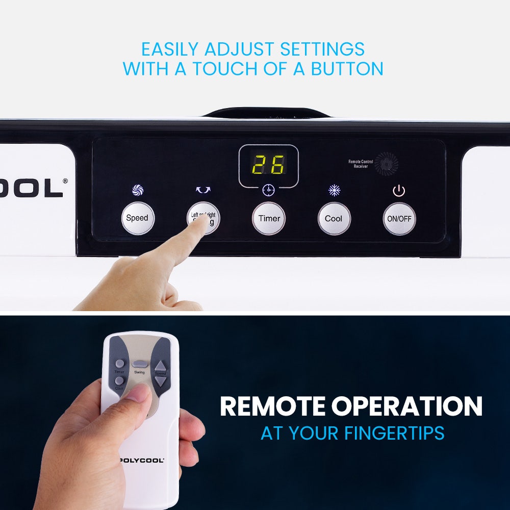 POLYCOOL 30L Evaporative Air Cooler Portable Industrial Fan, Purifier, Humidifier, Remote Control