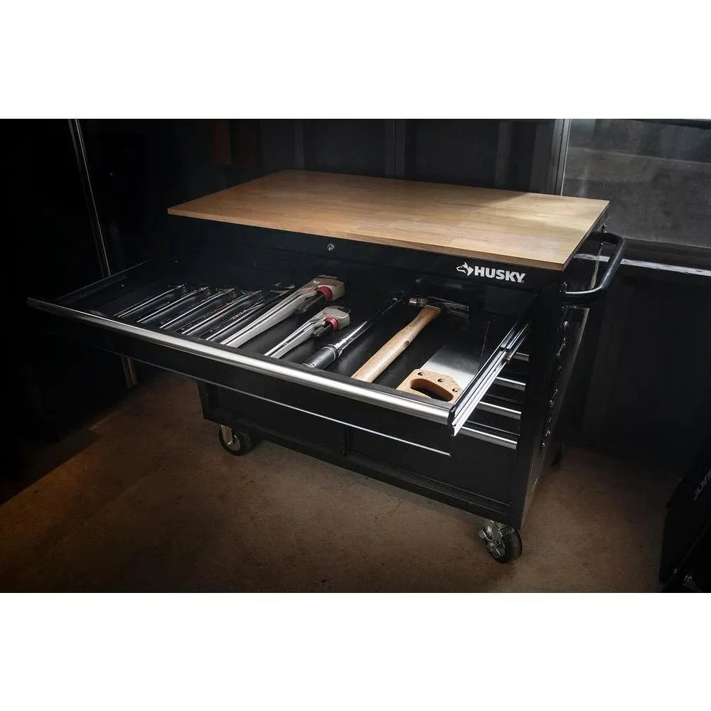 46-in W x 24.5-in D 9-Drawer Mobile Workbench with Hardwood Top and Power Station ���ゆ�� Gloss Black