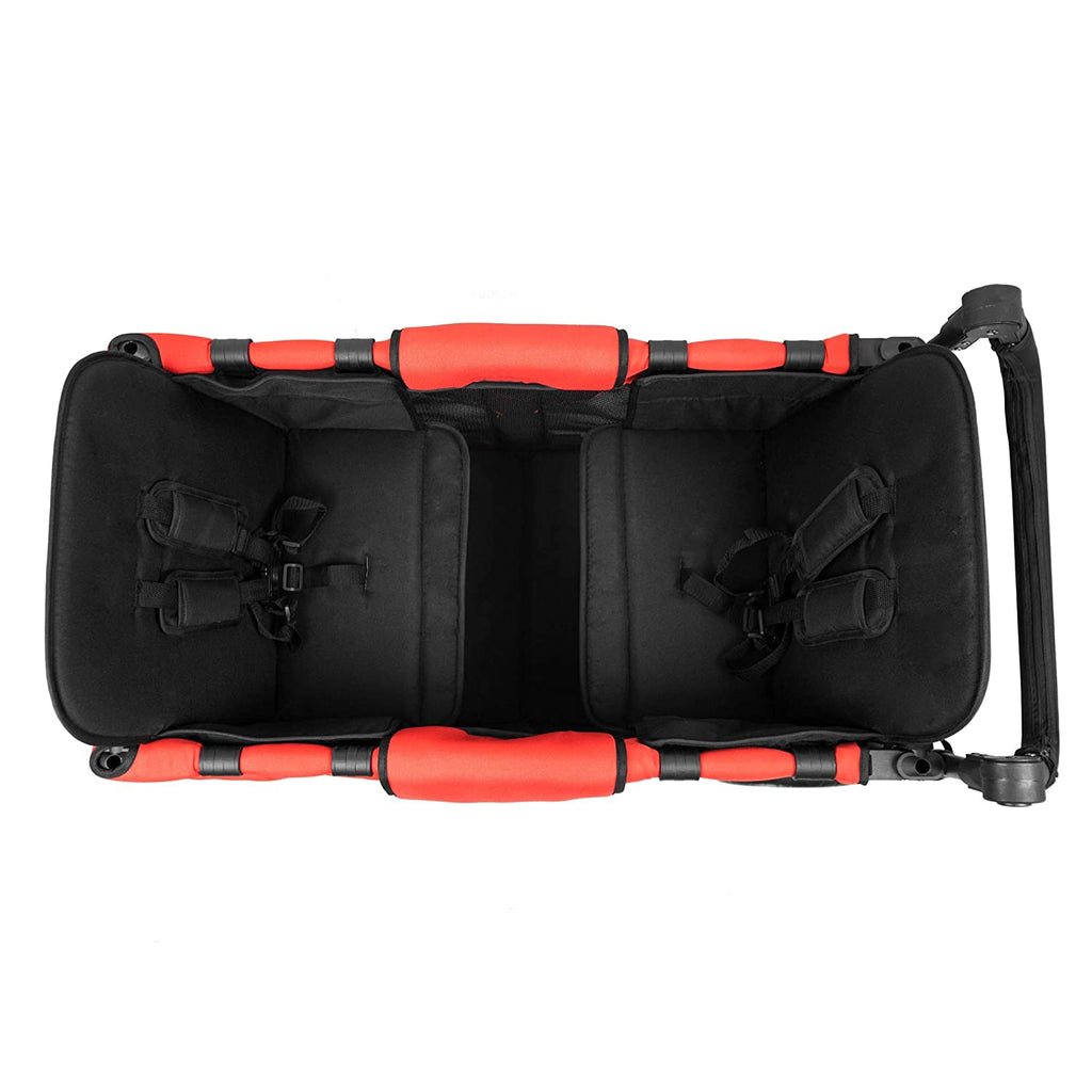 W2 MultiFunction Push 2 Passenger Double Folding Stroller, Adjustable Canopy  Removable Footrest Seats up to 2 Toddlers Poppy Red