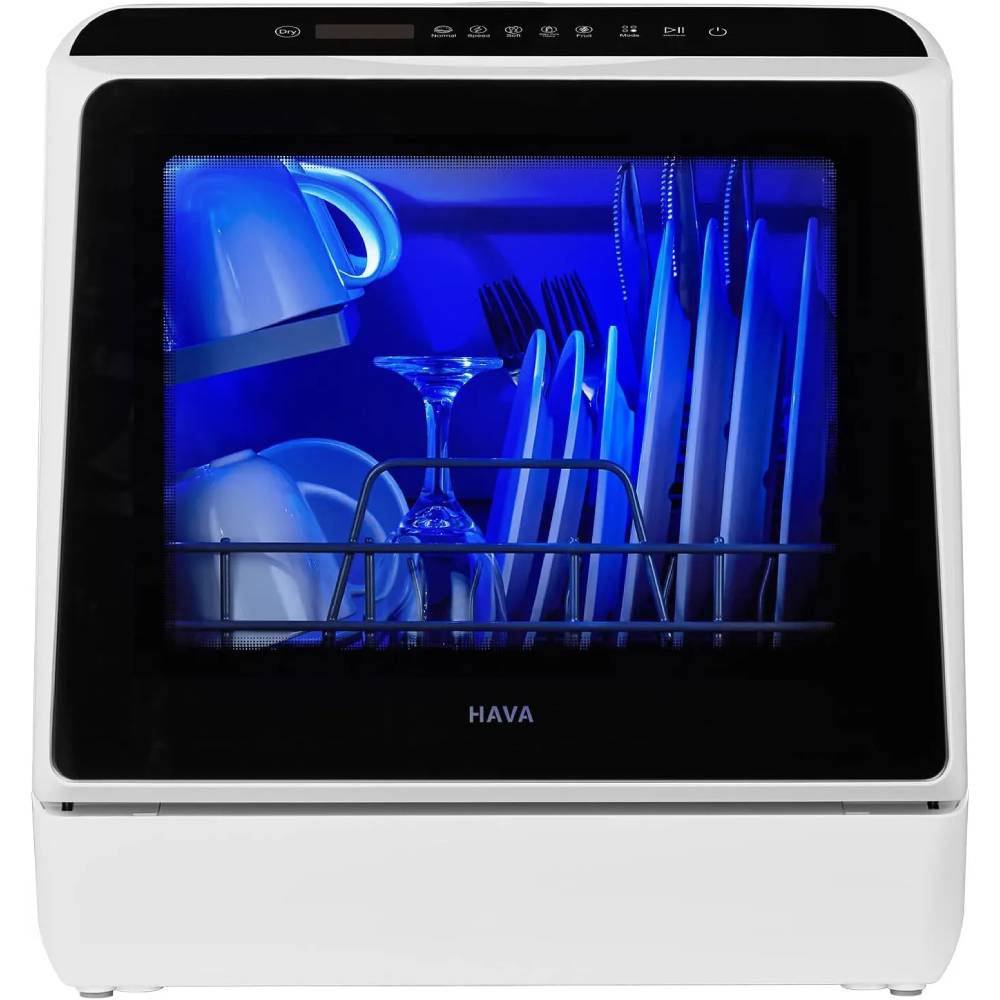 HAVA Countertop Dishwasher, 6 Programs Portable Dishwashers with 5L Built-in Water Tank