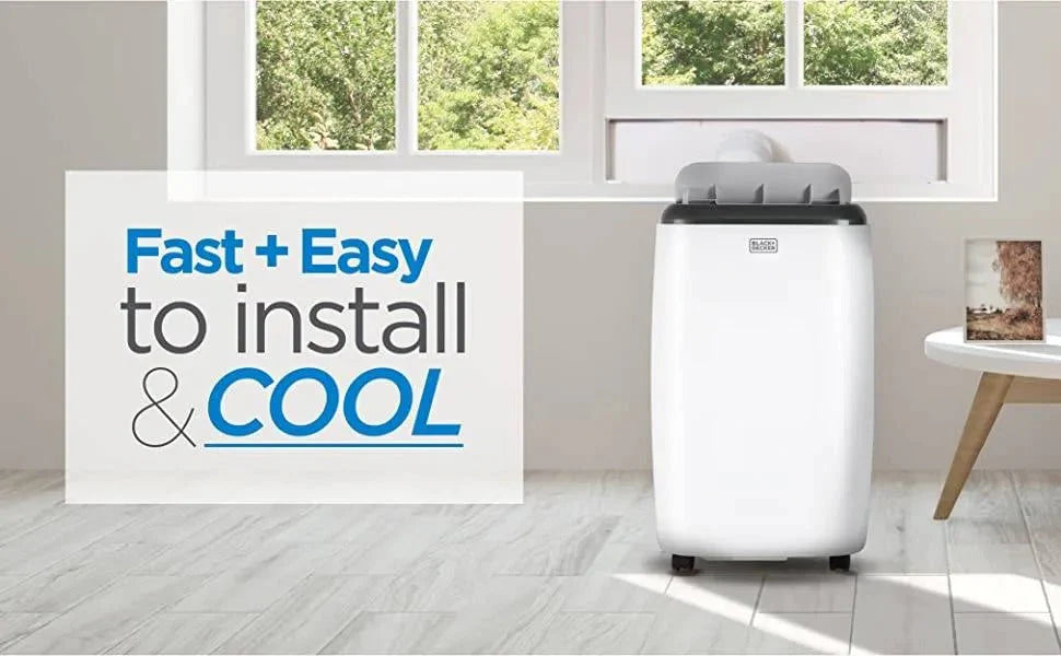 BLACK+DECKER Portable Air Conditioner with 14,000 BTU, Heating Function and Remote Control, White