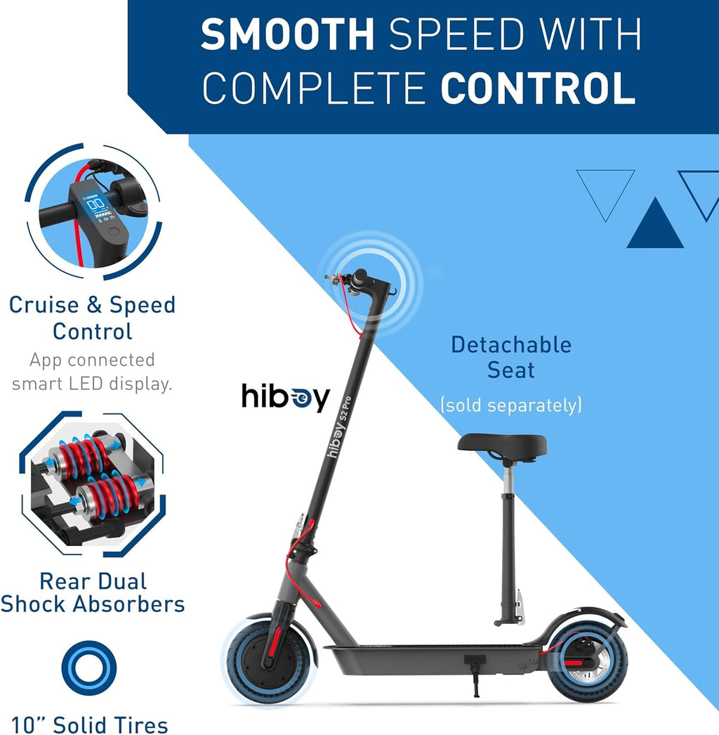 Electric Scooter, 500W Motor, 10" Solid Tires, 25 Miles Range, 19 Mph Folding Commuter Electric Scooter for Adults (Optional Seat)