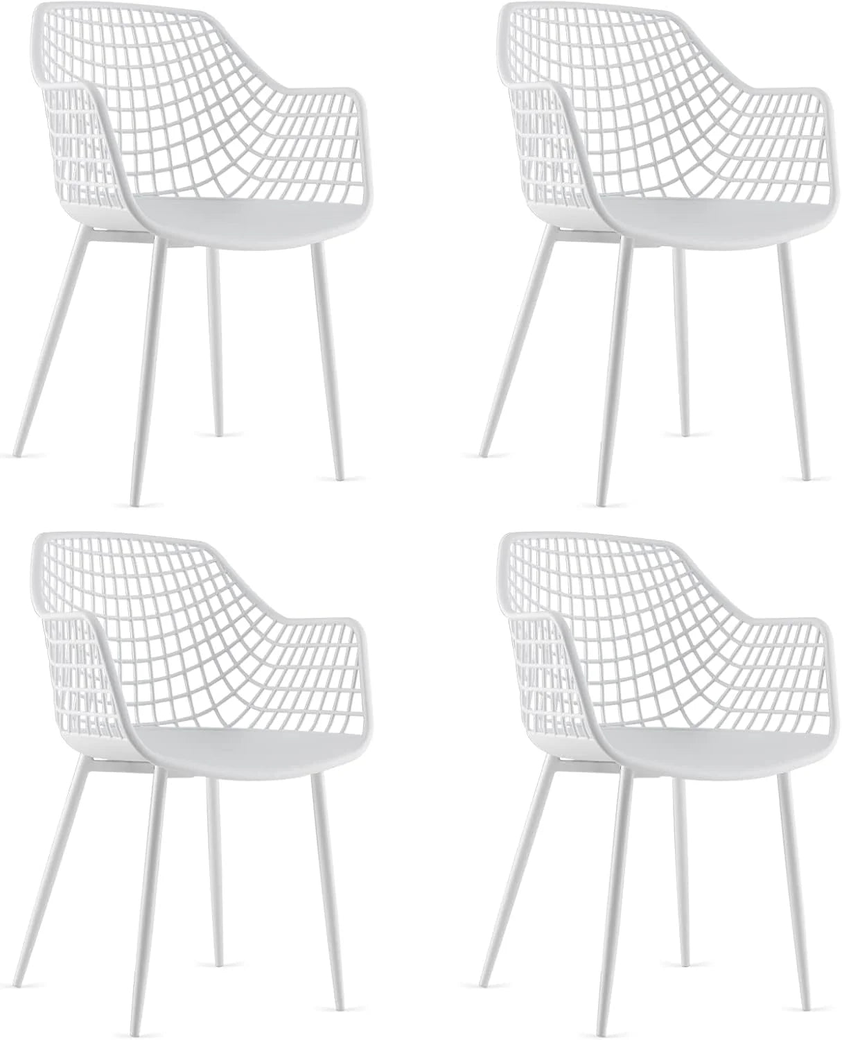 Modern Dining Chairs Set of 4 - Black Arm Chair with 15" High Backrest, Powder-Coated Metal Legs, Anti-Slip Foot Pads, Max Load 265 lbs, Kitchen Dining Room1 pcs