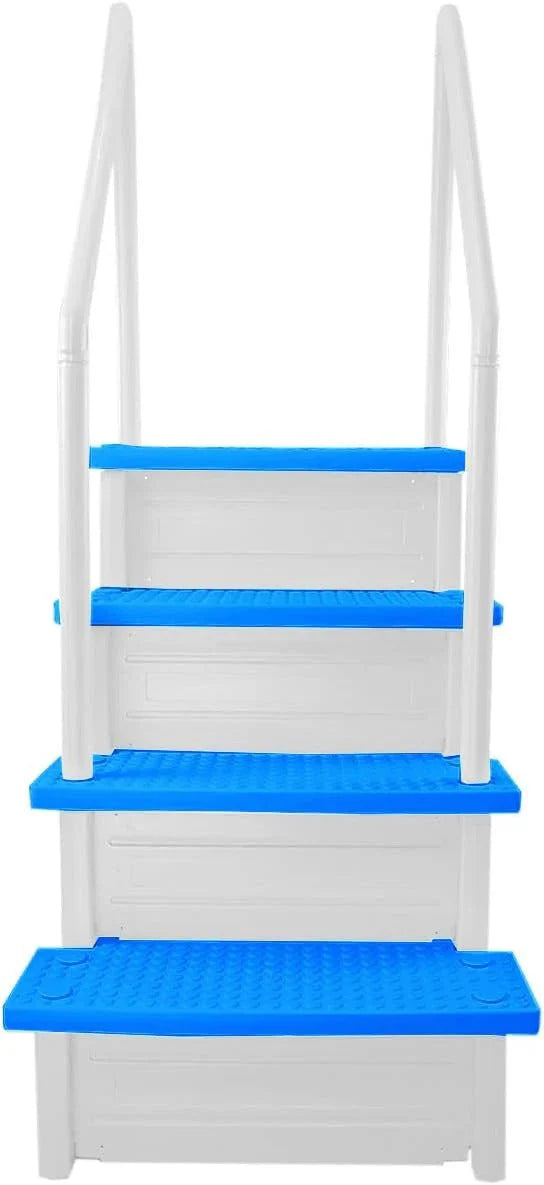 Non-slip entry steps for pools | Grey | For above-ground pools | Can be installed on terraces with a height of 122 to 137 cm | Load capacity up to 136 kg