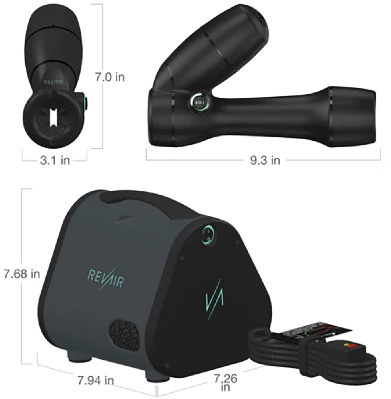 Reverse-Air Hair Dryer with Hair Clips �C Black
