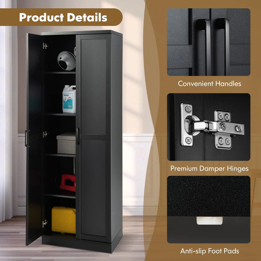 Giantex 178 cm Kitchen Pantry Cabinet, Utility Storage Cabinet w/ 2 Doors & 5 Shelves