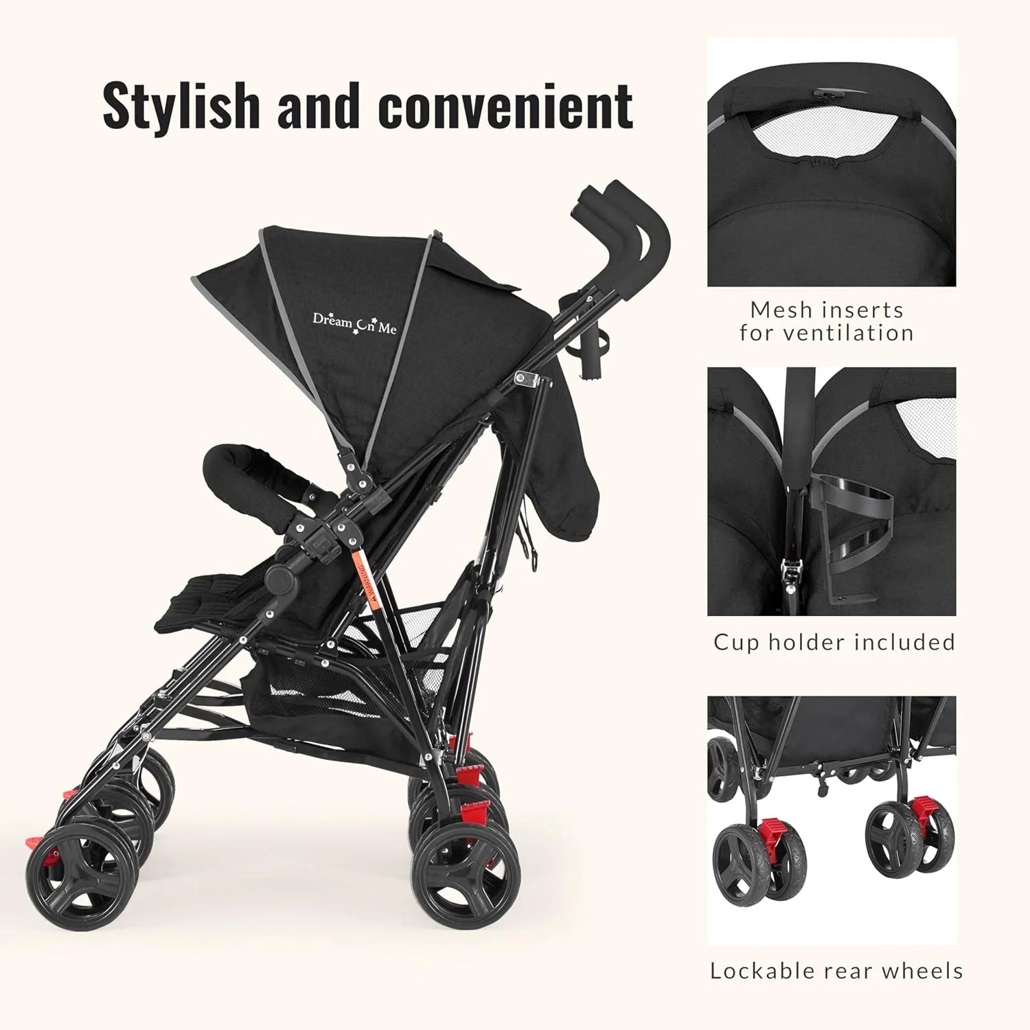 Twin Umbrella Stroller in Black, Lightweight Double Stroller for Infant & Toddler, Compact Easy Fold, Large Storage Basket, Large and Adjustable Canopy1 pcs