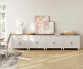 Buffet Cabinet with 4 Doors and 2 Drawers, Large Coffee Bar Table Wood Kitchen Storage Cabinets with Storage Cabinets, Modern Farmhouse Sideboard Credenza for Dining Room, Off White, 68 inch1 pcs