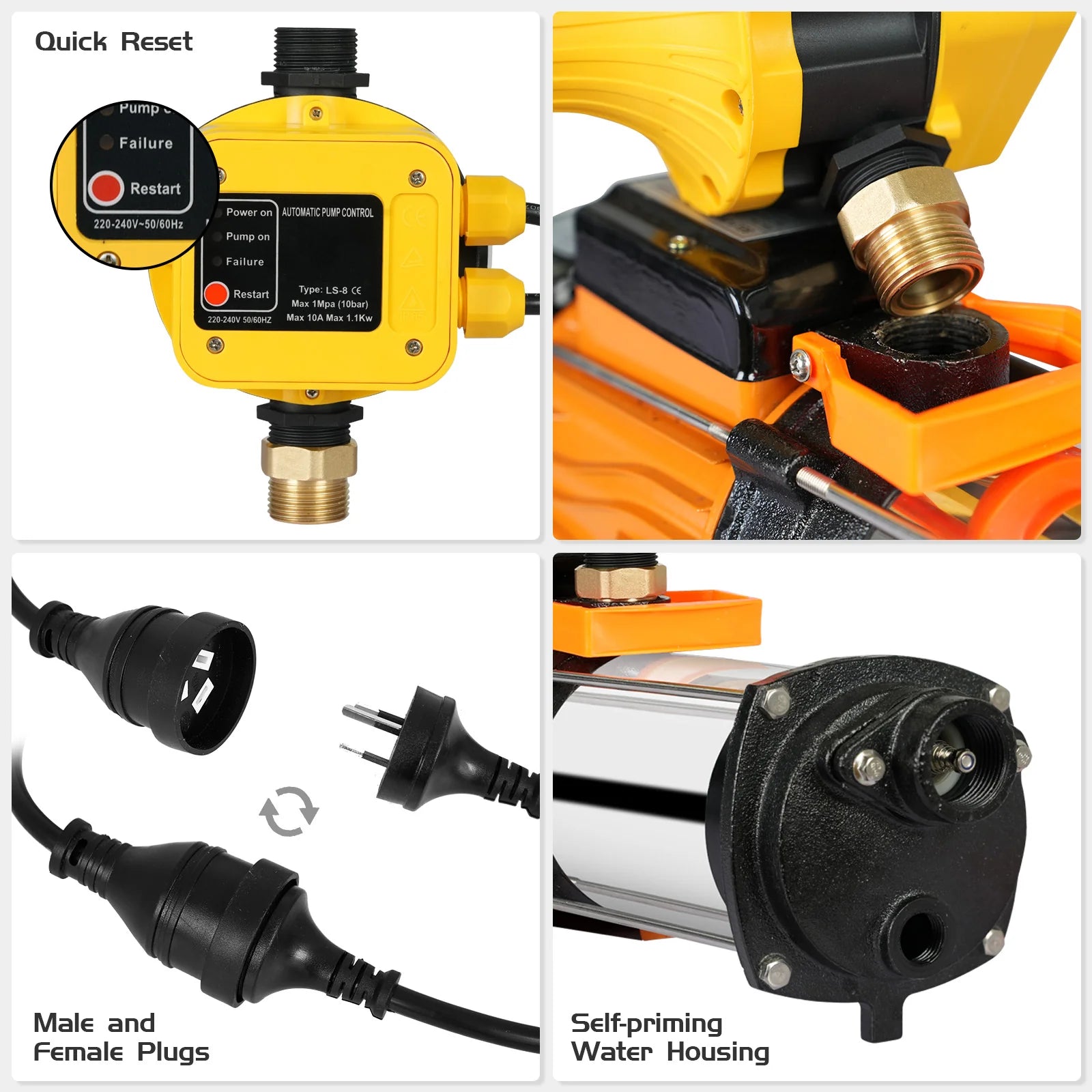 2500W Water Pump With Pressure Controller