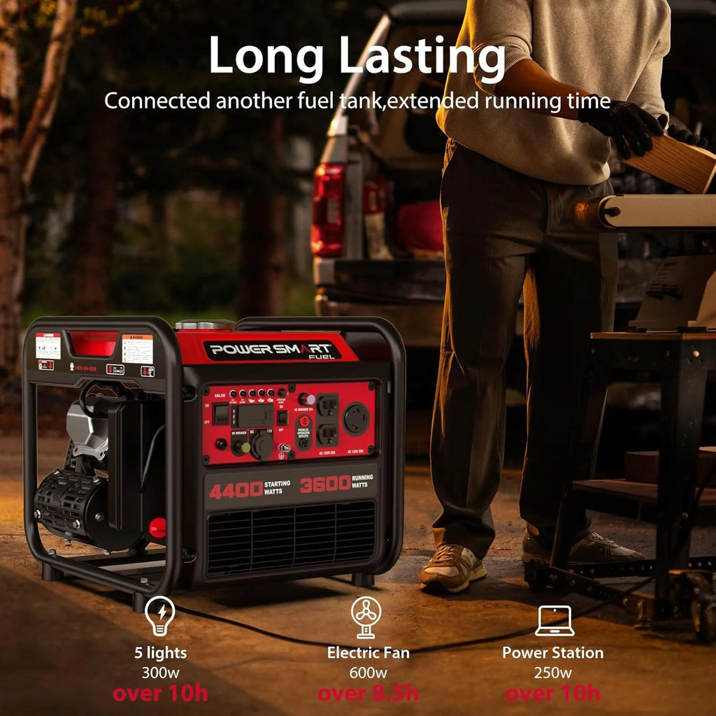 4400W Gas Powered Open Frame Inverter Generator, Portable Generator for Home Use, Jobsit, RV Ready with 30A Outlet, Recoil Start1 pcs