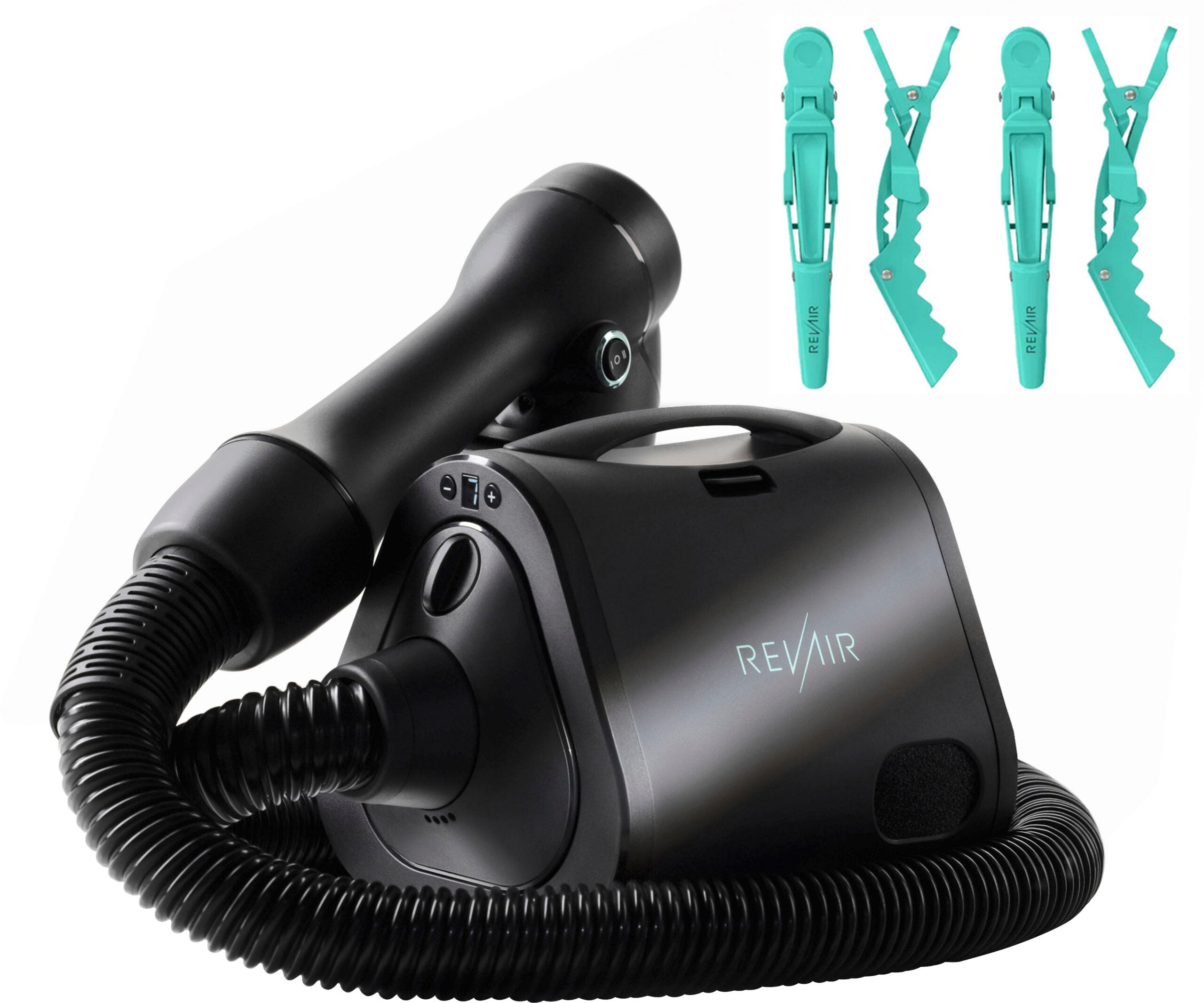 Reverse-Air Hair Dryer with Hair Clips �C Black