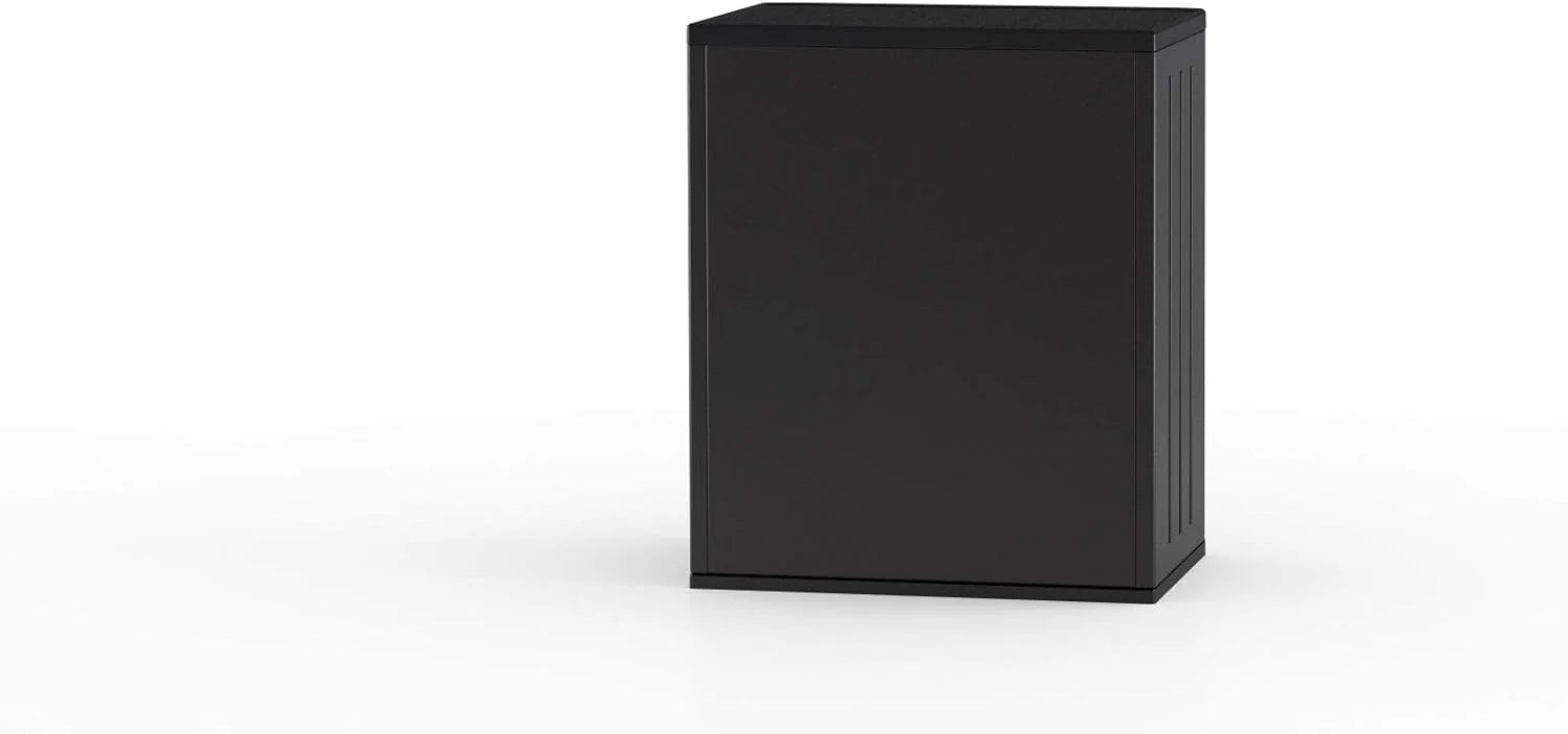 Suncast Commercial Heavy-Duty 9 Cubic Ft. Resin Storage Cabinet with Lockable Handles, Adjustable Metal-Reinforced Shelves for Garage or Workspace, Black, Made in The USA1 pcs