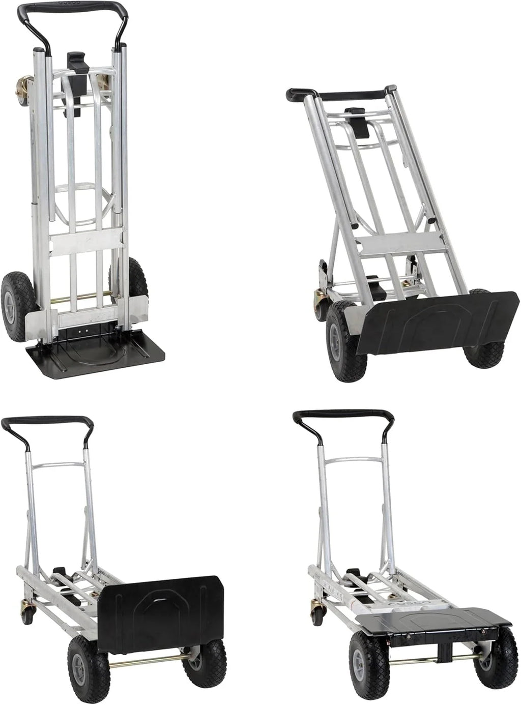4-in-1 folding hand truck with puncture-proof wheels