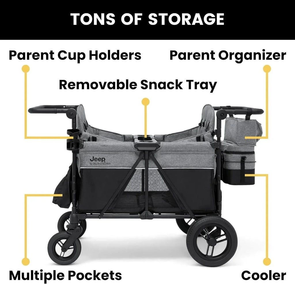 Jeep Wrangler Deluxe 4-seater stroller by Delta Children Premium Quad stroller