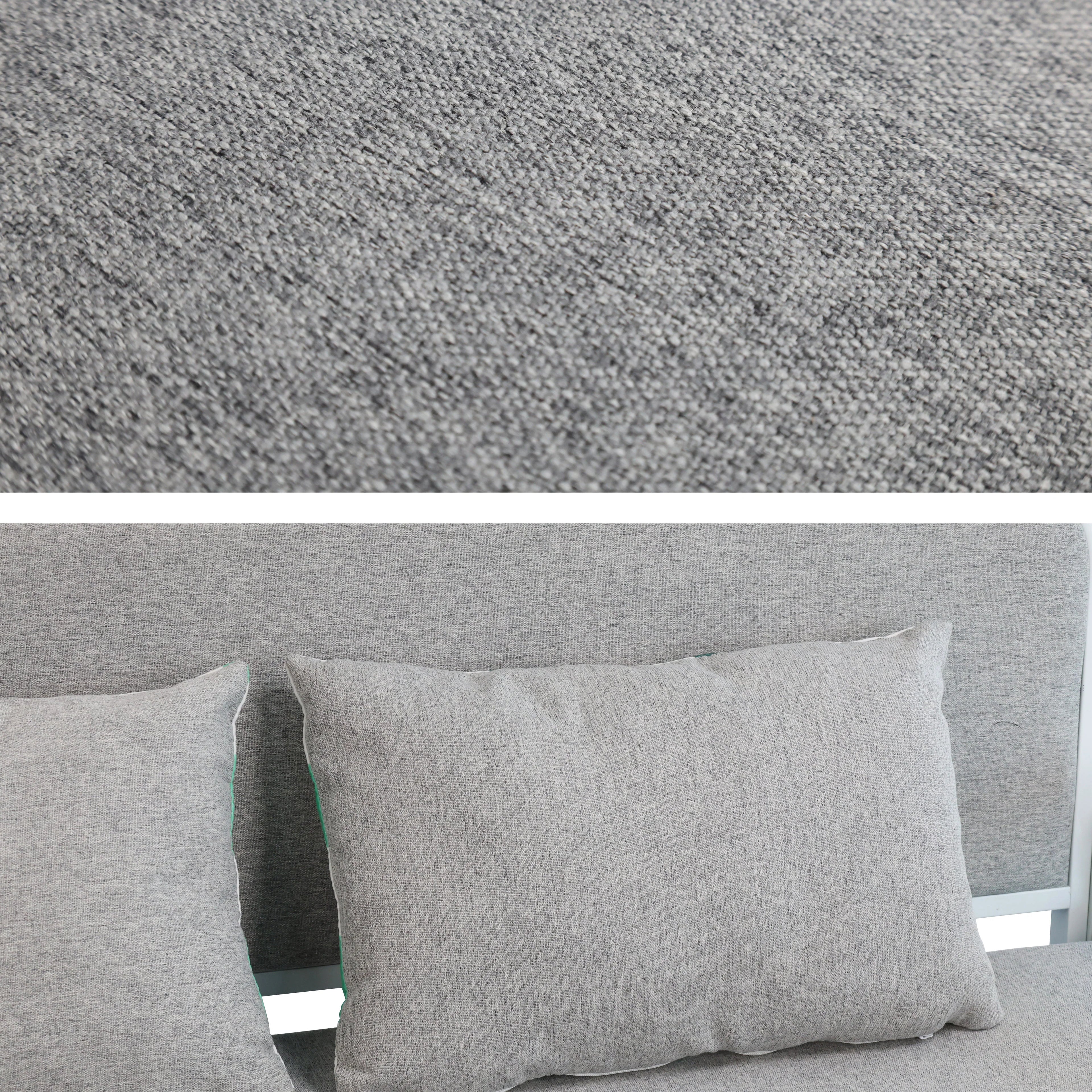 Convertible Sofa Bed with Pillows, Side Pockects and Storage Compartment, Carbon Steel and Linen Cotton