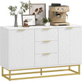 Sideboard Buffet Cabinet with Storage, Contemporary Buffet Cabinet with Adjustable Shelves and Metal Legs, Kitchen Storage Cabinet with Elevated Base, White1 pcs