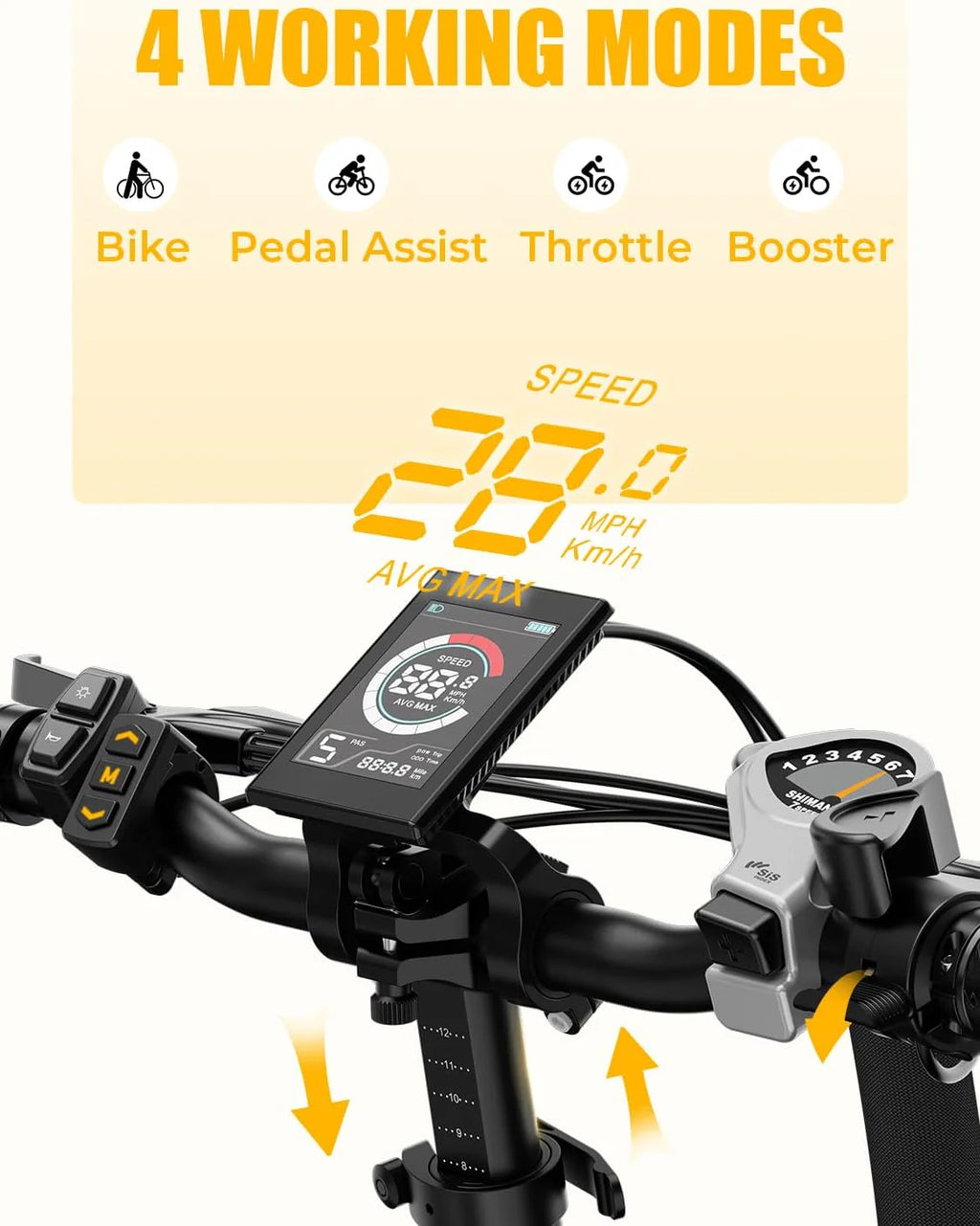 2.0 Electric Bike for Adults, Peak 1400W Peak Motor Ebike, 45KM/H Max Speed [20"*4 Fat Tire All-Terrain] 600Wh Removable Battery Folding Step-Thru E Bike with Front Suspension1 pcs