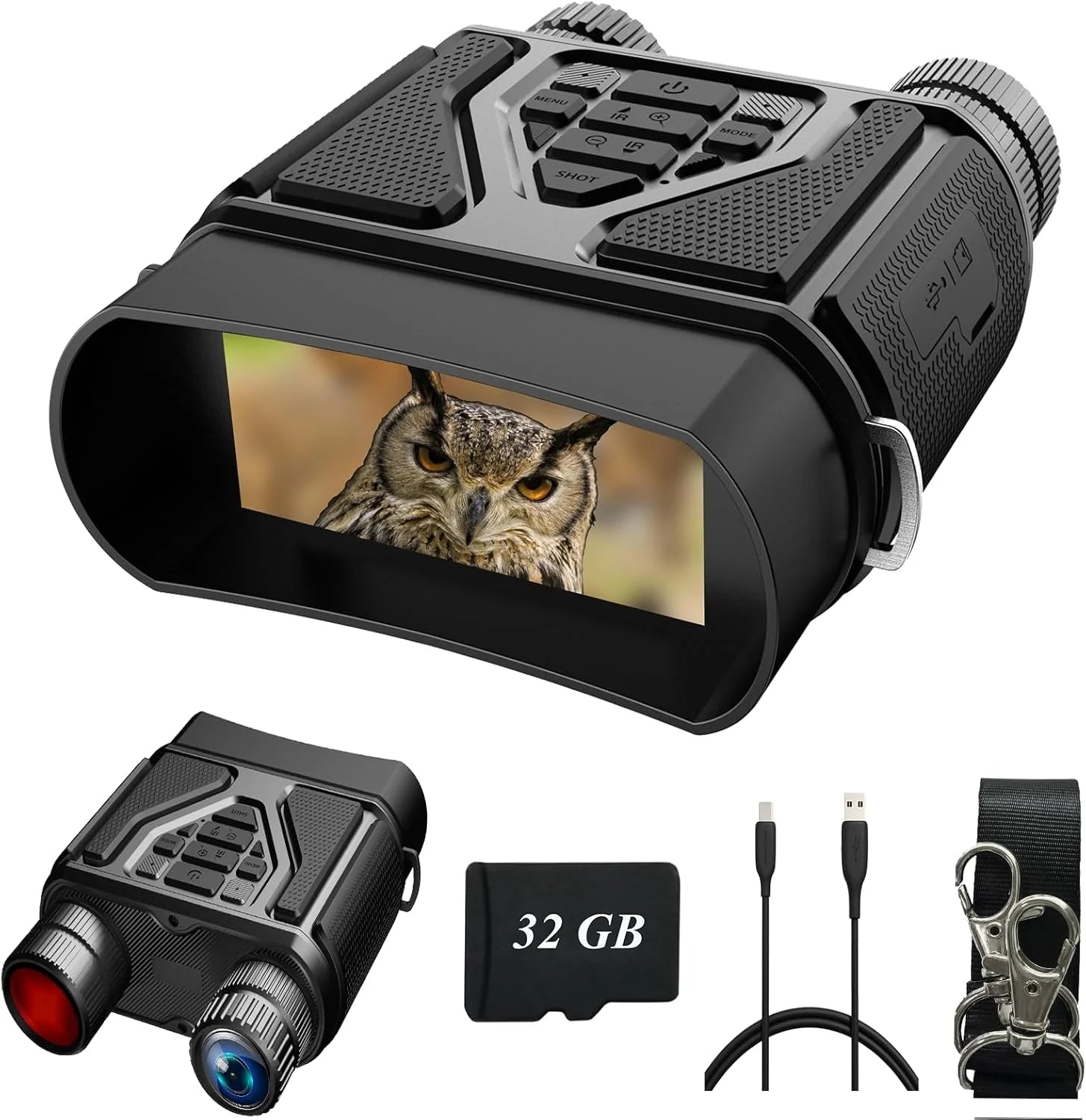 Night Vision Goggles - Night Vision Binoculars for Adults, FHD 1080P Infrared Digital Night Vision with 8X Zoom, 4000mAh Rechargeable Hunting Night Vision with 32GB Card (Black)1 pcs