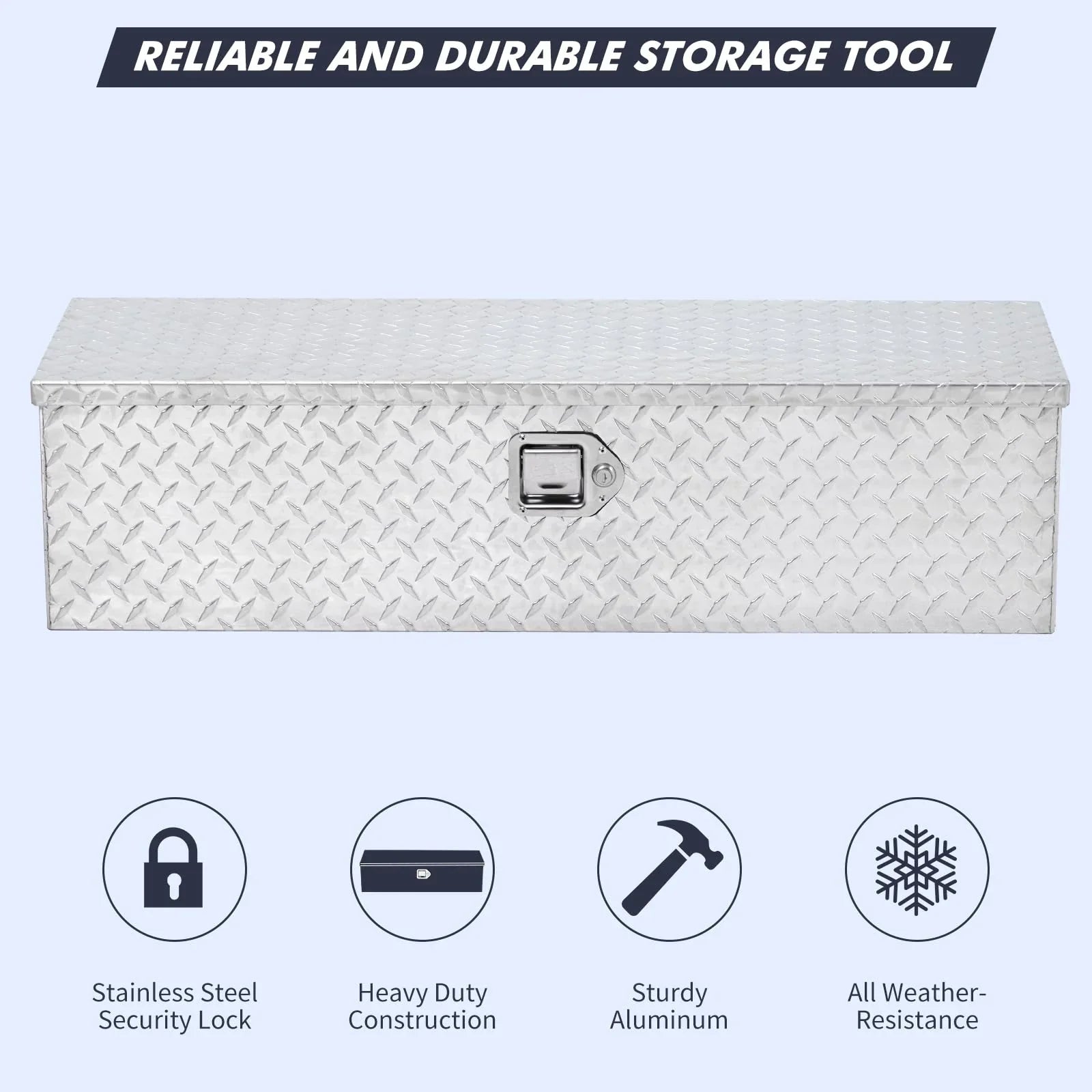 48 Inch Diamond Plate Truck Bed Tool Box with Shelf Silver