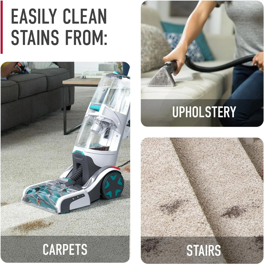 Hoover SmartWash+ Automatic Carpet Cleaner for Carpets and Upholstery, Deep Cleaning Carpet Shampoo, Carpet Deodorizer and Pet Stain Remover FH52000, Turquoise