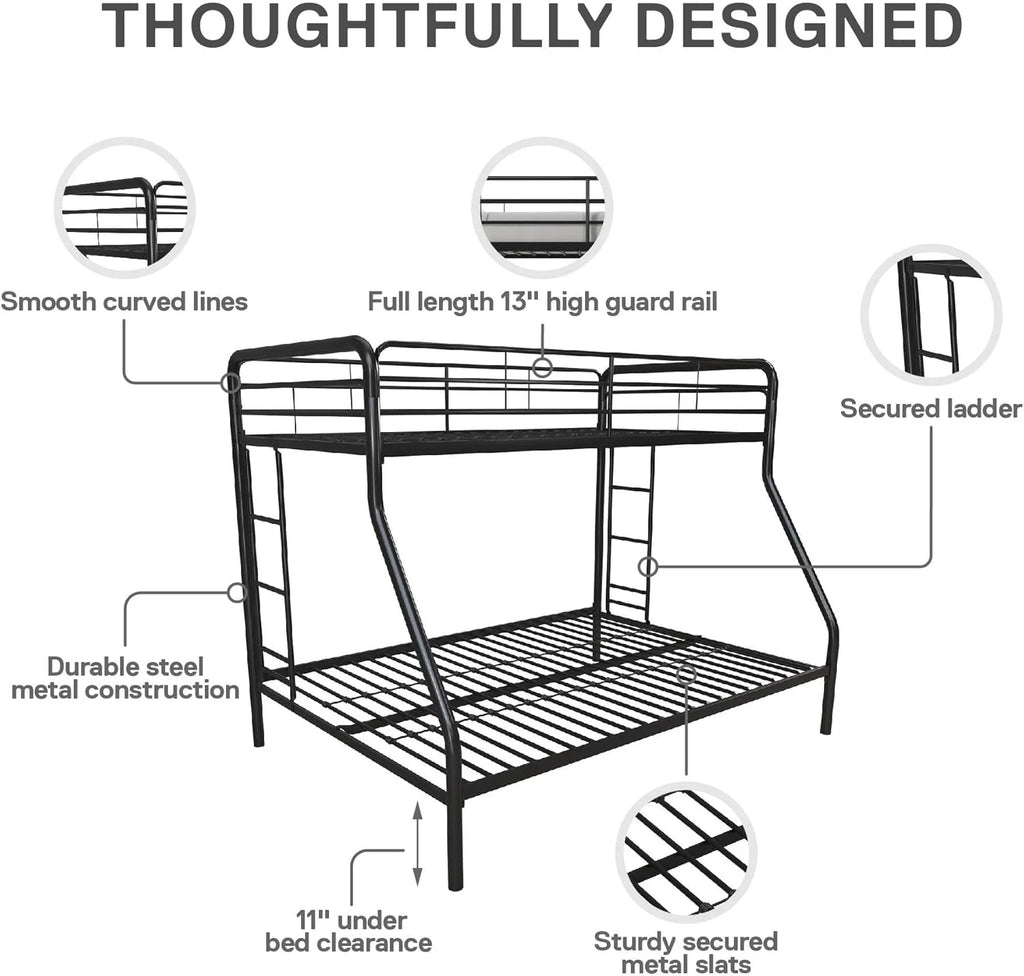 DHP Dusty Twin Over Full Metal Bunk Bed, Off White1 pcs