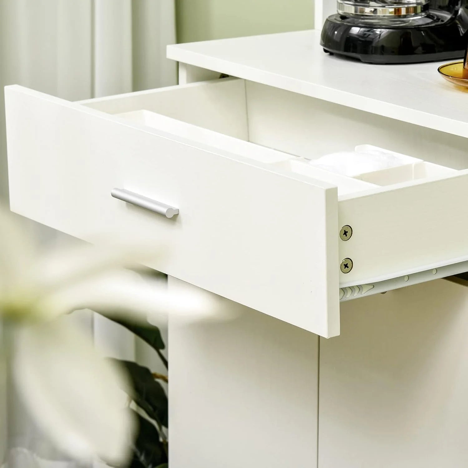 71" H Freestanding Kitchen Pantry, Buffet Cabinet with Hutch, Storage Cabinet with Drawer, Doors and Microwave Stand, White1 pcs
