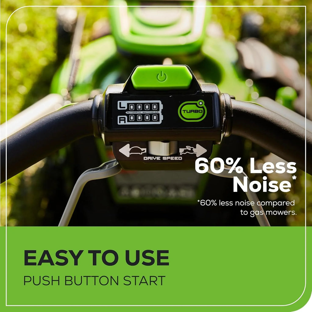 60V 21-inch self-propelled cordless lawn mower, brushless motor, LED lights, including 2 sets of 4.0 Ah batteries and a fast dual-port charger (compatible with 75 tools, running time 45 minutes)1 pcs