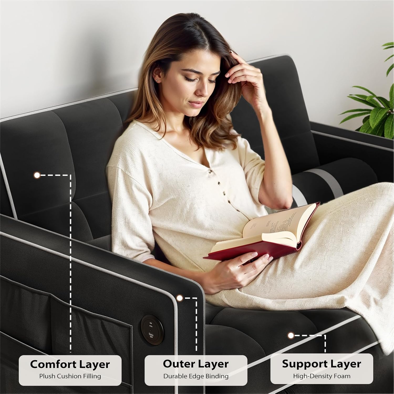 3 in 1 Convertible Sleeper Sofa Bed
