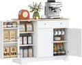 Modern Coffee Bar Cabinet with Storage, Sideboard Buffet Cabinet with Drawer, Adjustable Shelves, Small Kitchen Pantry with Door Shelves, White1 pcs