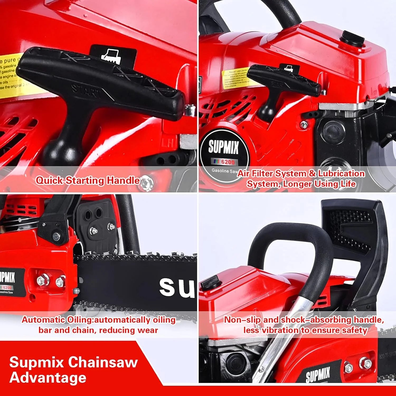 20-Inch Gas Powered Chainsaw,62cc Petrol Chainsaw Garden Tools,3.4HP 2 Cycle Gasoline Powered Chain Saws Handheld Cordless Petrol Chainsaws for Tree Cutting Outdoor Home Farm All Parts1 pcs