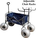 Beach cart with 13-inch balloon wheels, chair brackets and pump included