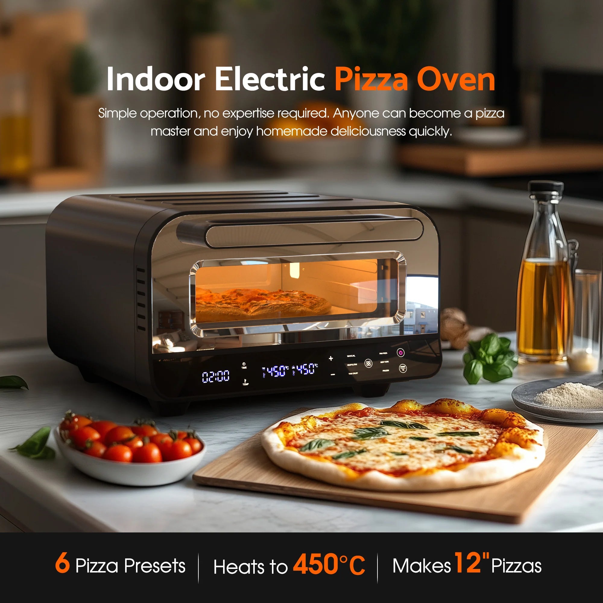 Countertop Pizza Oven 1700W Electric Pizza Maker