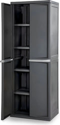 4 Shelf Cabinet, Plastic Organization Storage Unit, Organize Bins in the Garage, Basement, Attic, Mudroom, Gray, 1-Pack1 pcs