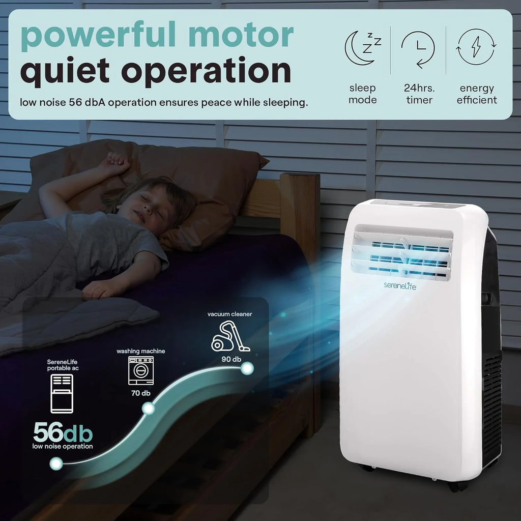 10,000 BTU Portable Air Conditioner– 4-in-1 AC Unit w/Cooling, Dehumidifier, Heater, & Fan– Includes Remote Control, Window Mount Kit, Quiet Operation, 24-Hour Timer1 pcs