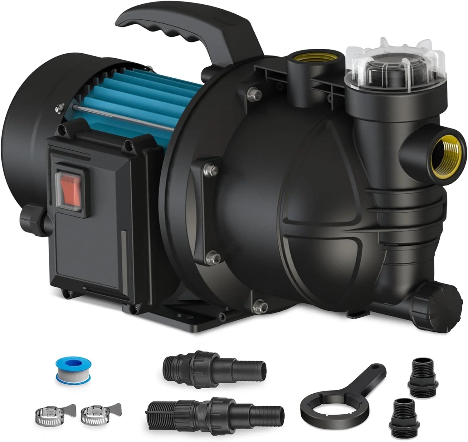 Portable Garden Transfer Pump, 900GPH Electric Sprinkler Booster Pump, Shallow Well Jet Pump for Home Lawn Irrigation and Water Draining1 pcs