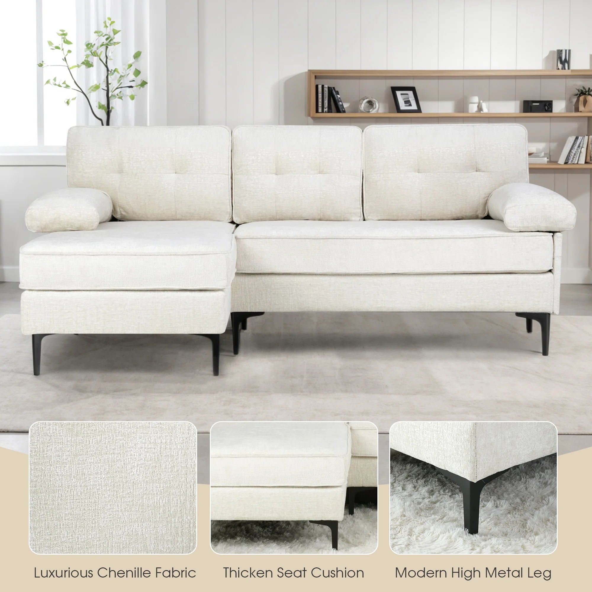 Sofa 3 Seaters Sofa Velvet L Shape