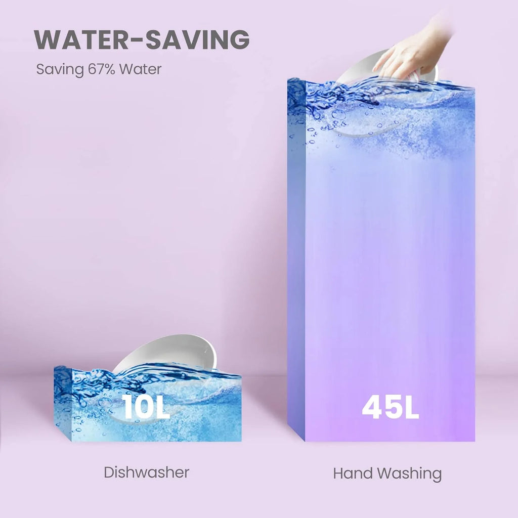 Desktop dishwasher, Energy Star portable dishwasher, 6 dish settings, small dishwasher with 8 washing programs, high-speed operation, baby care, energy-saving and glass material, dormitory dishwasher, RV and apartment dishwasher1 pcs