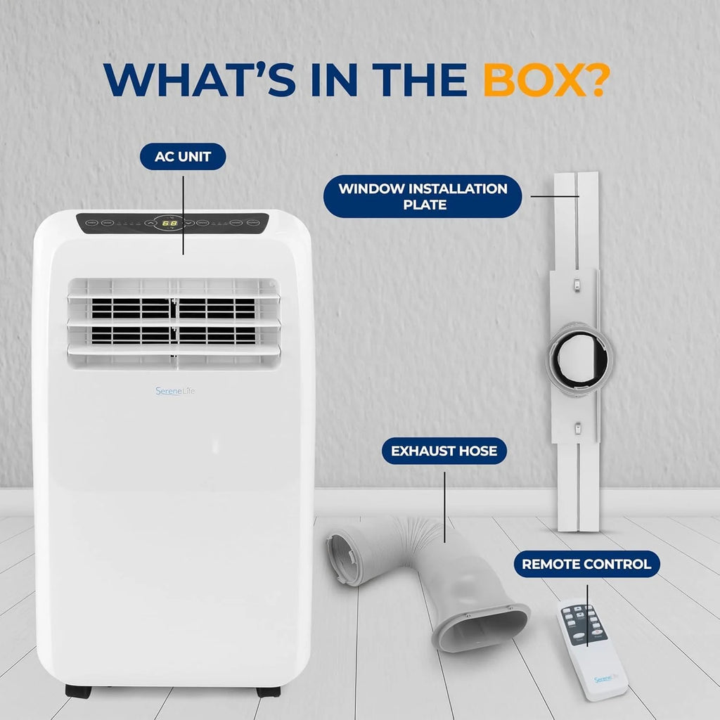 10,000 BTU Portable Air Conditioner– 4-in-1 AC Unit w/Cooling, Dehumidifier, Heater, & Fan– Includes Remote Control, Window Mount Kit, Quiet Operation, 24-Hour Timer1 pcs