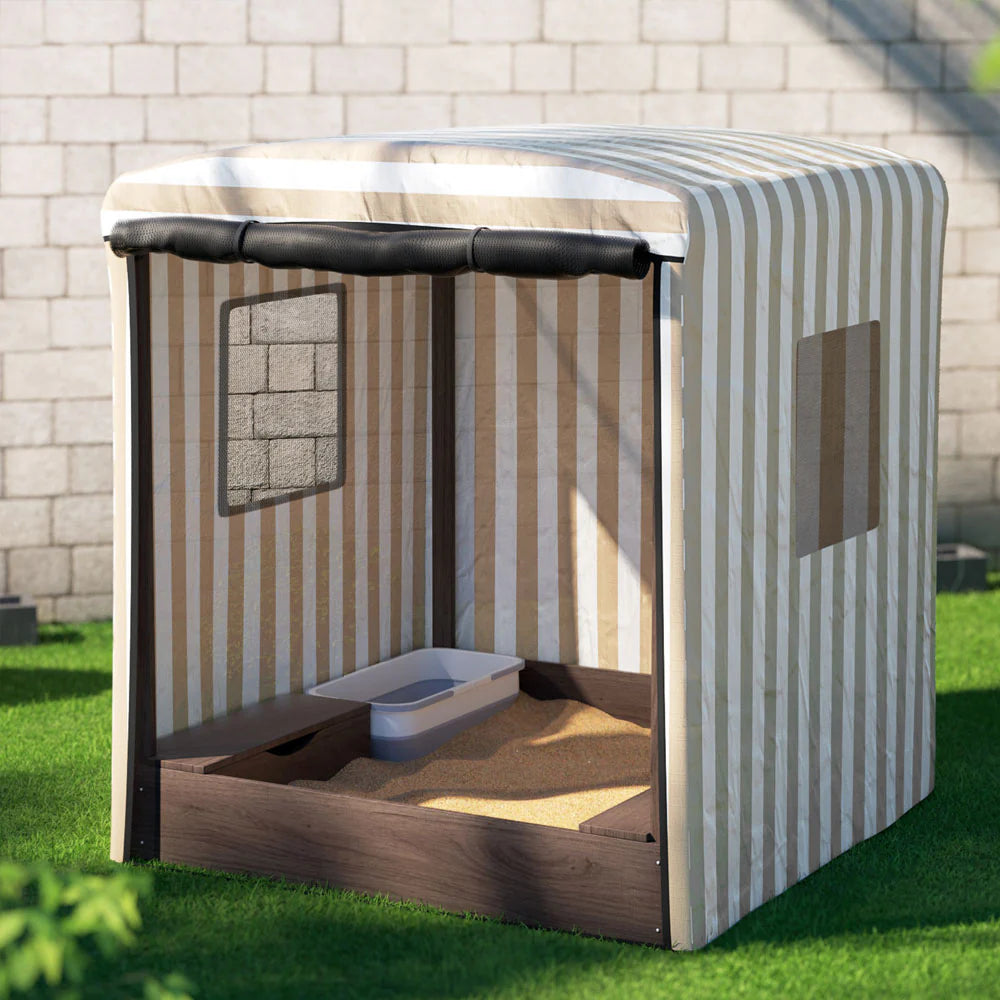 UV-Resistant Wooden Sandpit with Canopy and Storage Keezi